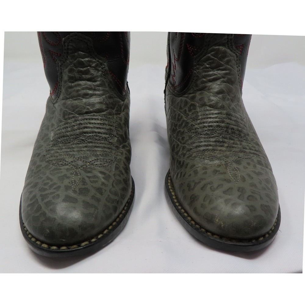 Toddler Kids 11.5 Elephant Print Leather Cowboy Boots Western Black Red - Picture 3 of 15